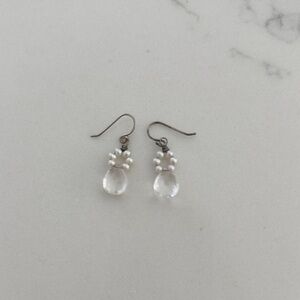 Sterling silver and pearl dangle earrings